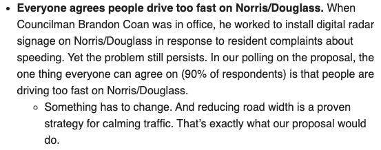 Streets4Peeps's tweet image. A few notes on our Norris/Douglass proposal:
1) There's plenty of parking!
2) The neighborhood supports this plan!
3) Everyone agrees speeding is an issue!

More details here:
mailchi.mp/b8e6ede5ab53/a…