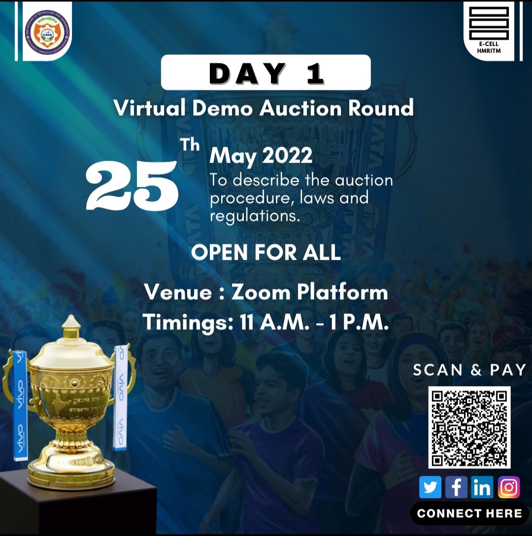 ecell_hmr's tweet photo. E-cell is back again with its most successful fun event IPL AUCTION!! You'll find the details of the event in the pics attached <3.
#IPL2022 #IPL #iplauction #iplfinal #iplprediction #IPlayTCS #iplupdate https://t.co/pA5T37NWXW