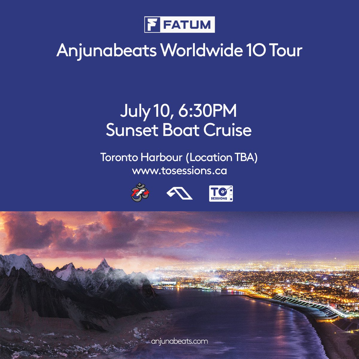 All aboard this Sunset boat cruise in Toronto! <a href="/Anjunabeats/">Anjunabeats</a> Worldwide 10 Tour feat. <a href="/FatumMusic/">Fatum | TheDJBlueprint</a> 
 ** Details and tix tosessions.ca **  #anjunabeats #toronto #anjunafamily #trancefamily #boatcruise