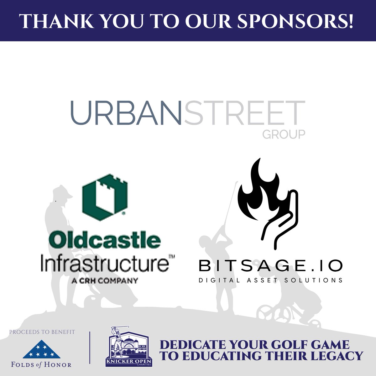 KnickerOpen's tweet photo. We’re excited to be just a couple of weeks away from the 11th Annual Knicker Open!

We want to say THANK YOU to some of our Hole Sponsors, @UrbanstreetG, @OldcastleInfra, and @BitSageIO!

👉 Learn more at https://t.co/KALdqWpzdI

#golf #golfouting #foldsofhonor #KnickerOpen https://t.co/PBl4ERLeWI