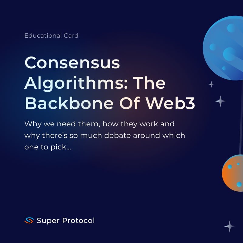 super__protocol's tweet photo. Hey, ⚡️Supers!

Today we'll talk about #Consensus as the Backbone of #Web3 🤝

Link: [https://t.co/vs2Zhpj7KB]

⏮ Btw, previous episodes of #EducationalCards could be found by using this tags 👉 #SundayLearnDay #SuperProtocol https://t.co/aaAKLEITcP