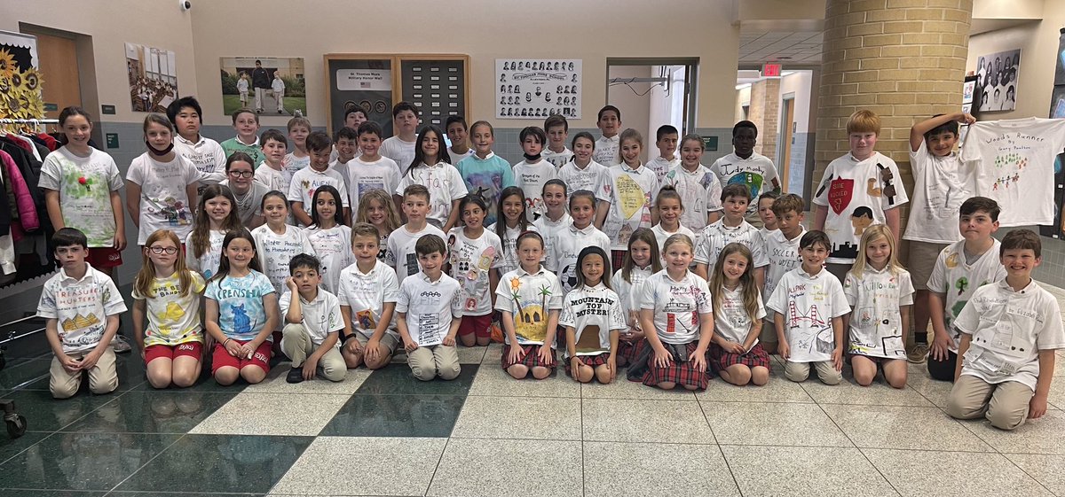 stmschoolatown's tweet image. #STMscholars Our 4th Graders designed their own t-shirts to represent the fictional novels they read for Library class! They visited with the younger grades to show off their creative work. Great job, 4th Grade! #STMfun #theSTMdifference ❤️🖤