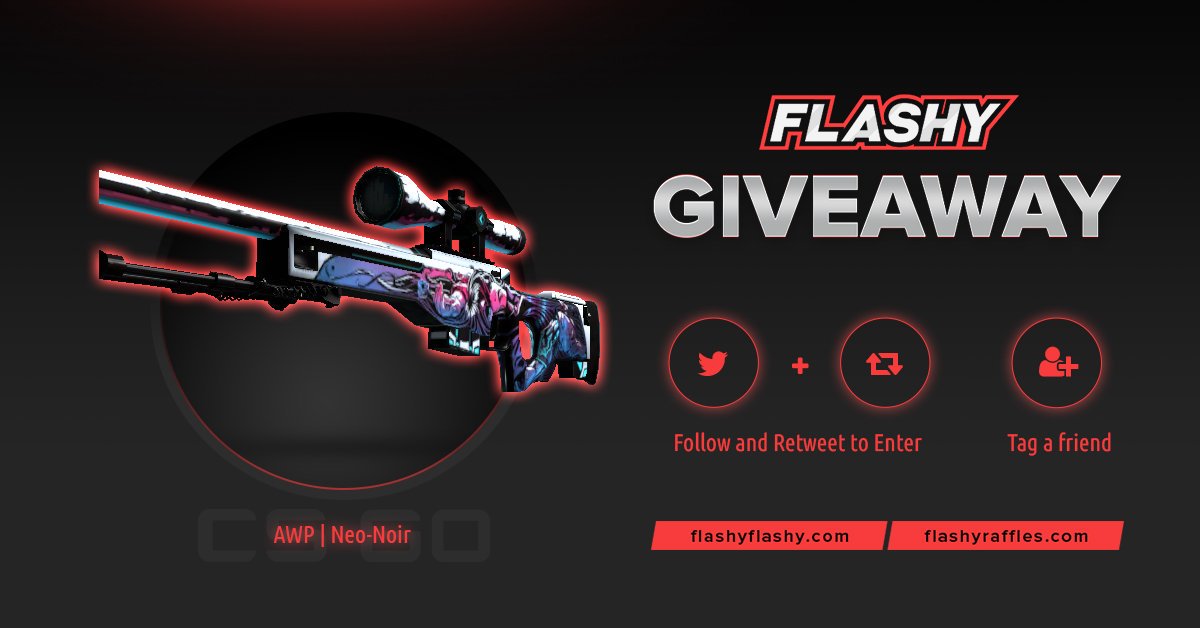 🔥 24H GIVEAWAY !!! 🏆 AWP Neo-Noir ! To win: ✔️ Visit for free codes: flashyflashy.com ✔️ Retweet ✔️ Follow us ✔️ Turn on twitter notifications #flashyflashy #giveaway #csgoskins #CSGOGiveaway
