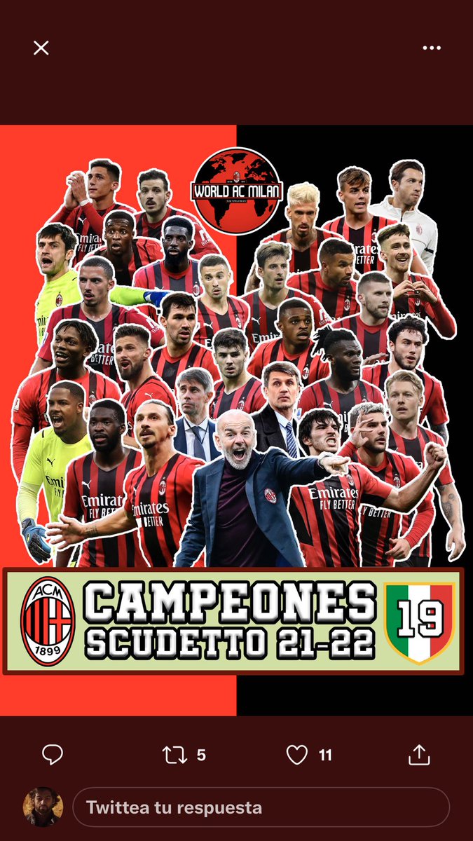 Marcopolocass's tweet photo. Milan campeón 💪💪💪💪💪💪 https://t.co/UA8bwBffoj