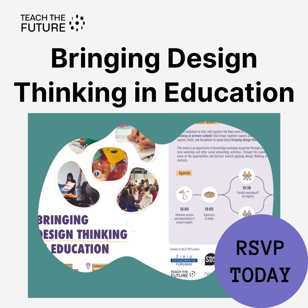 teachfutures's tweet photo. Have you RSVP'd to the Bringing Design Thinking in Education event on June 7th in #Barcelona?

🌐 https://t.co/hFHjWxnzAq

Universitat Pompeu Fabra | STRATEGIC DESIGN SCENARIOS | Newschool AS | Knowledge economy forum

#education #event #designthinking #dtips #erasmusplus https://t.co/KFEdTQ5a9q