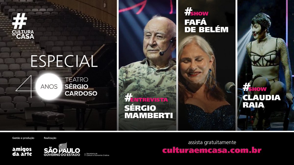 culturaemcasasp's tweet photo. Veja o Especial Teatro Sérgio Cardoso 40 anos!
O evento foi lindo e você pode conferir na nossa plataforma!
https://t.co/moYLBlb2dm

#GovernoSP #CulturaSP #AmigosdaArte #CulturaEmCasa #TeatroSergioCardoso https://t.co/MCiRicMvMG