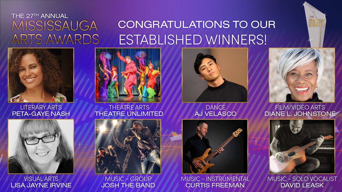 MissArtsCouncil's tweet photo. Congratulations to the ESTABLISHED winners of our 27th Annual MARTY Awards!🏆🎉

Congrats @PetaGayeNash, @TheatreU, AJ Velasco, @DianeLJohnstone, @LisaJayneIrvine, JoSH the Band, @1CurtisFreeman, and @LeaskExpected 

Full list of winners ➡️ https://t.co/pTZI0zbYoR
#MARTYS2022 https://t.co/LKjS3wltb3