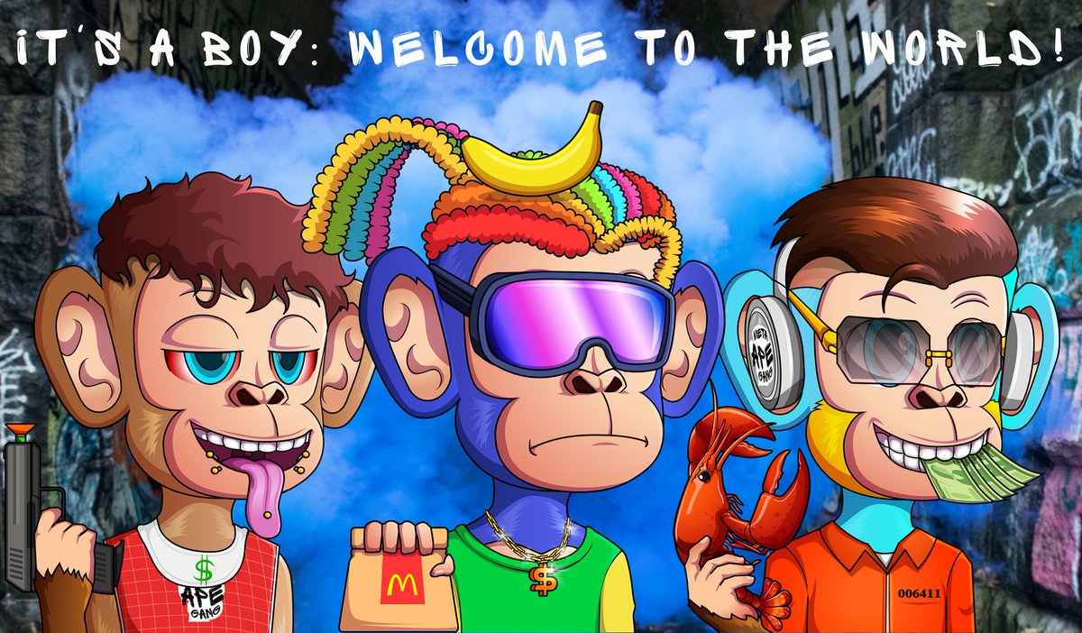 MetaApeGang's tweet image. 🍼 HOORAY: IT'S A BOY!🍼 
Hey little gangster, welcome to the Metaverse!  

Our 3nd generation &amp;amp; holders-only collection has been dropped. We wanna congratulate everyone on their Meta Baby Gangsters! Let's make some epic Gang families together❤️

Don't forget to share yours!
