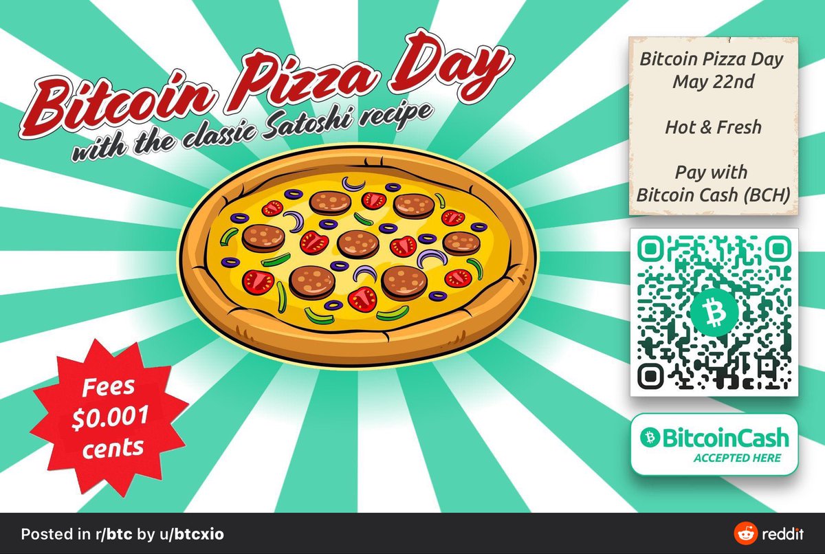 BitcoinPizzaDay is a great reminder that Bitcoin was used as a medium of  exchange BEFORE anyone tried using it as a store of value. #BitcoinCash