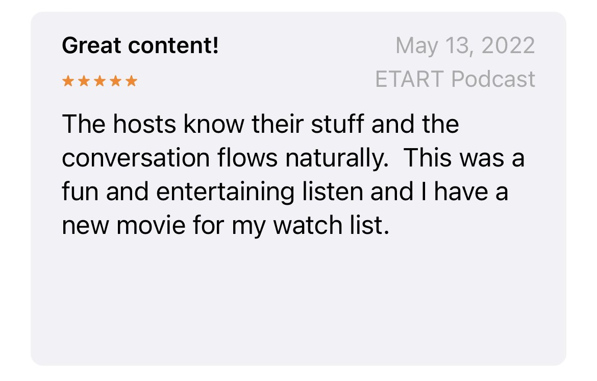 cheapseatcast's tweet photo. Good day #cheapskates
I noticed we had a new review! Thank you so much to @etartpodcast for the review! You all are the best.
Be like Etart and leave us a review
#PodernFamily #LeaveUsaReview https://t.co/fQrAT7RZTc
