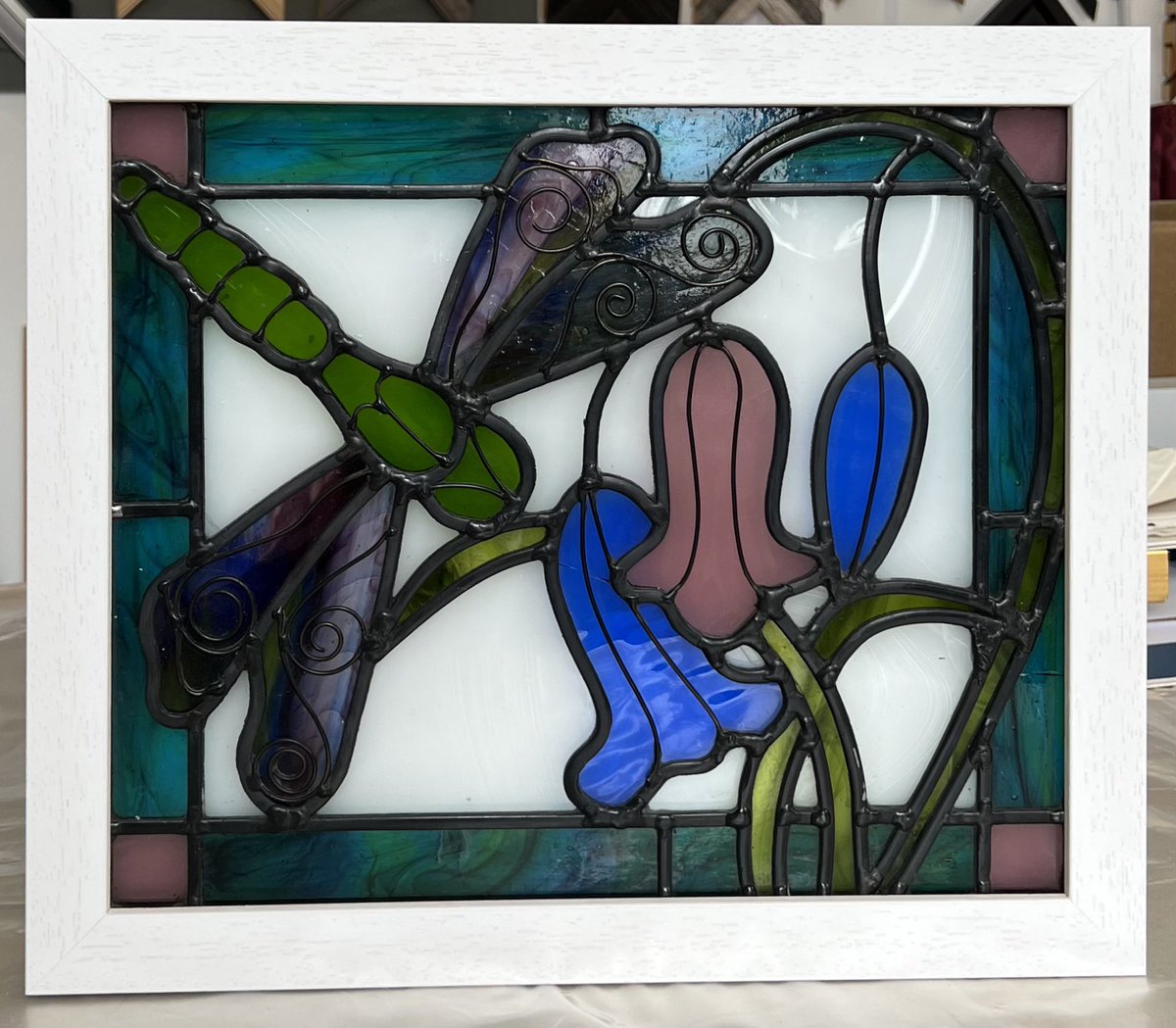 YPFOld's tweet image. A stained glass panel framed in white Tivoli from @lionpfs and an LED light panel from @Appelec provides the backlighting. Customer very happy on collection. #WorcestershireHour