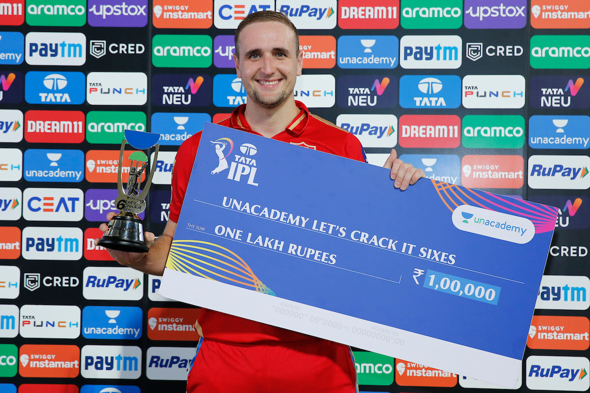 IPL's tweet image. Unacademy Let&apos;s Crack It Sixes of the Match between Sunrisers Hyderabad and Punjab Kings is Liam Livingstone.

#TATAIPL @unacademy #LetsCrackIt #SRHvPBKS