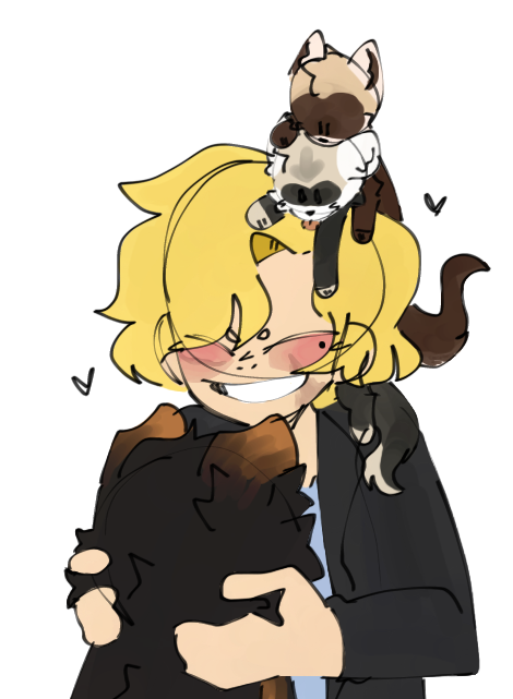colleisflower's tweet photo. The dog idea was stolen from West <3 (@DetectiveNorth)
Anyways pets✨
i love ferrets so i give sash ferrets!
Their names are Percy and Braddock
also the dog is grime✨

________
#sashawaybright #futuresasha #amphibia #dog #ferret https://t.co/SnjLFHKQUu