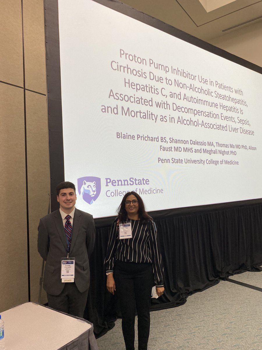 Proud of Penn State Health…<a href="/PennStHershey/">Penn State Health</a> Blaine Prichard, a medical student, Meghali Nighot <a href="/MeghaliThakre/">Meghali Thakre Nighot</a> and other co-authors presented their work on PPIs and liver diseases at Digestive Disease Week <a href="/DDWMeeting/">Digestive Disease Week</a> San Diego…