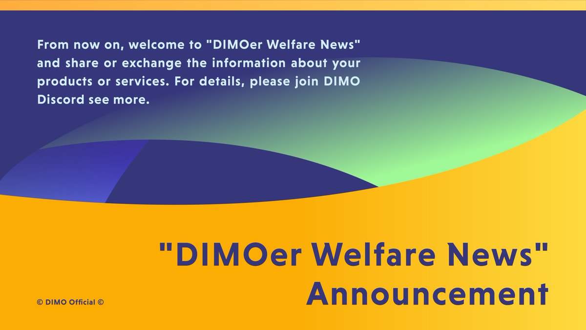 #DIMO is looking forward to enhancing the #business connection between the holders as we believe industry gathering helps for the construction in #healthcare and #welfare fields. 
New Channel 🚀"DIMOer Welfare News" open!
discord.gg/YMMhKuEHV9
