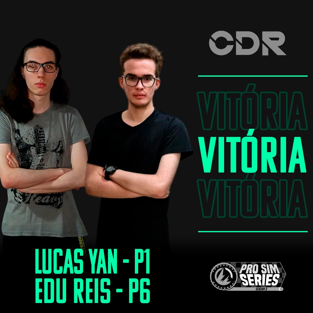 CDRGaming's tweet photo. VITÓRIA!
Pela @BTSBrasilTV Pro Sim Series, plataforma PS, nossa equipe fez um belíssimo!
@NaySacul de forma sensacional vence a corrida!
@EReis50 em uma corrida de recuperação brilhante, chega em P6!
Seguimos!
#GoCDR #PraCimaCDR https://t.co/BBI4LX0ggX