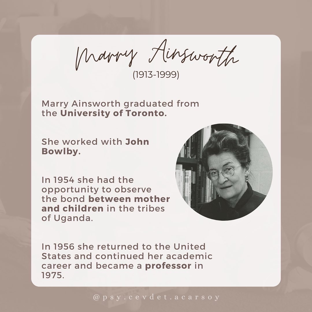 CevdetAcarsoy's tweet photo. 💡 In this new post of my #pillarsofpsychology series, I am discussing the life and works of Marry Ainsworth.
📚 Atkinson, S., & Tomley, S. (2017). The psychology book. DK.
#marryainsworth #strangesituation #developmentalpsychology #attachement https://t.co/NVd7FmpG2K