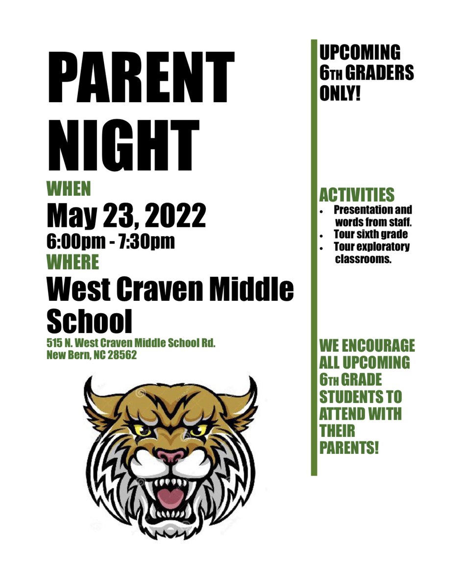 Hey Owls! 
If you’re heading to WCMS in the fall, this message is for you!! Take a look at the flyer for information about an informational night for rising 6th graders! #MiddleSchoolHereWeCome #HouseUnited