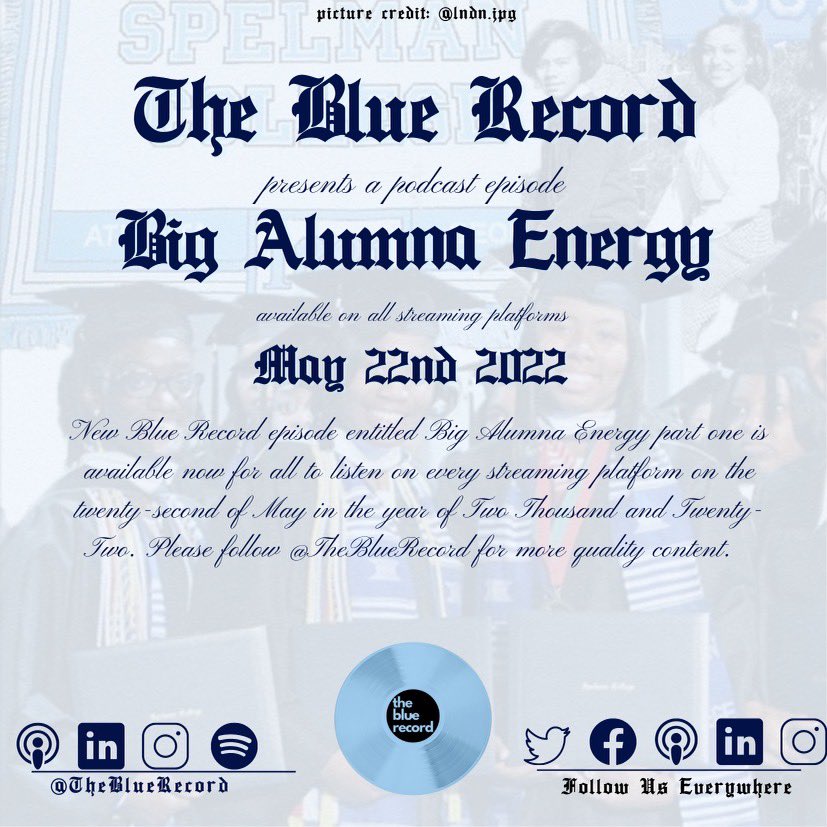 thebluerecord's tweet photo. Big alumna energy!! Our newest Spelman graduates reflect on their journey throughout these past four years in our latest episode, BAE! Be sure to check it out and let us know about your reflections throughout your experience, out now 🤍 https://t.co/OZb1EF9Wgk