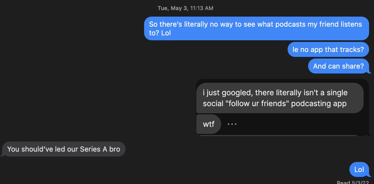 eriktorenberg's tweet photo. Is there no "follow your friends" podcast app that lets you see and share episode recommendations? I keep bothering @erikrberlin for a Breaker clone but no dice https://t.co/SDNNygDLso