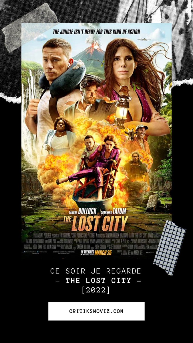 critiks_moviz's tweet photo. Mon film du soir sera #TheLostCity (2022) réalisé par #AaronNee & #AdamNee avec #SandraBullock et #ChanningTatum dans une comédie d'aventure et d'action.
La critique à suivre sur mon blog : https://t.co/5e0v1Jqa13
#CKMZ #Cinema https://t.co/RstDhFWq4A