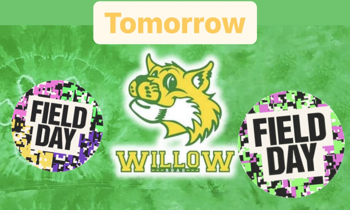 After 3 long years, Willow Rd Field Day is back!  Looking forward to seeing all our wildcats tomorrow 💚💛💚💛 #teamwillow <a href="/WillowRoadVS13/">Willow Road School</a>