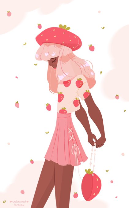 「pink hair strawberry print」 illustration images(Latest)