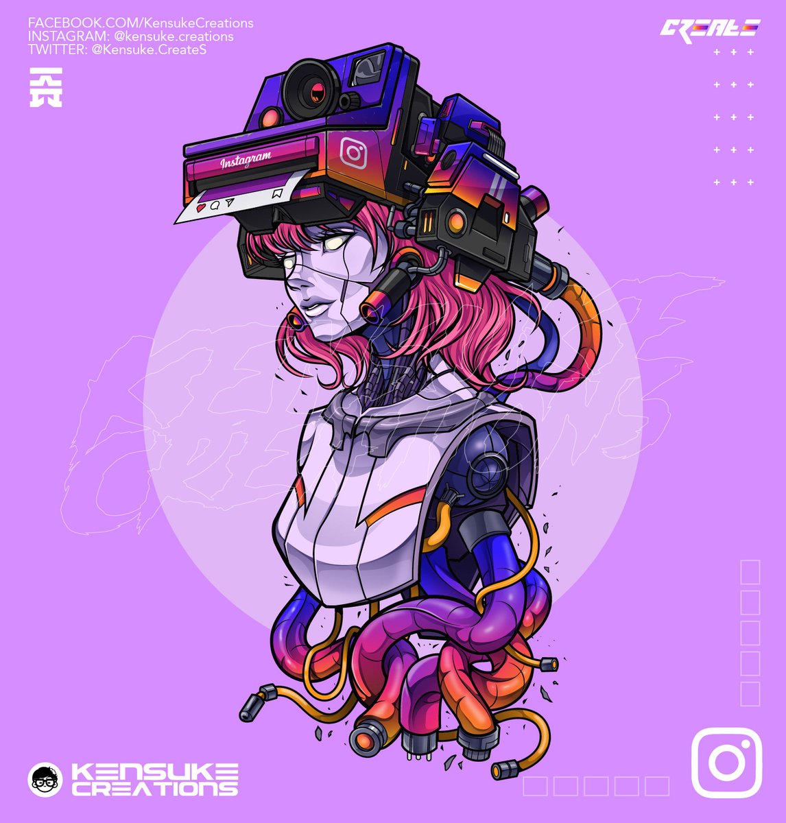 Ken Hensly imagines social media platforms as cyborgs — see the full project > bit.ly/38x0CKI
