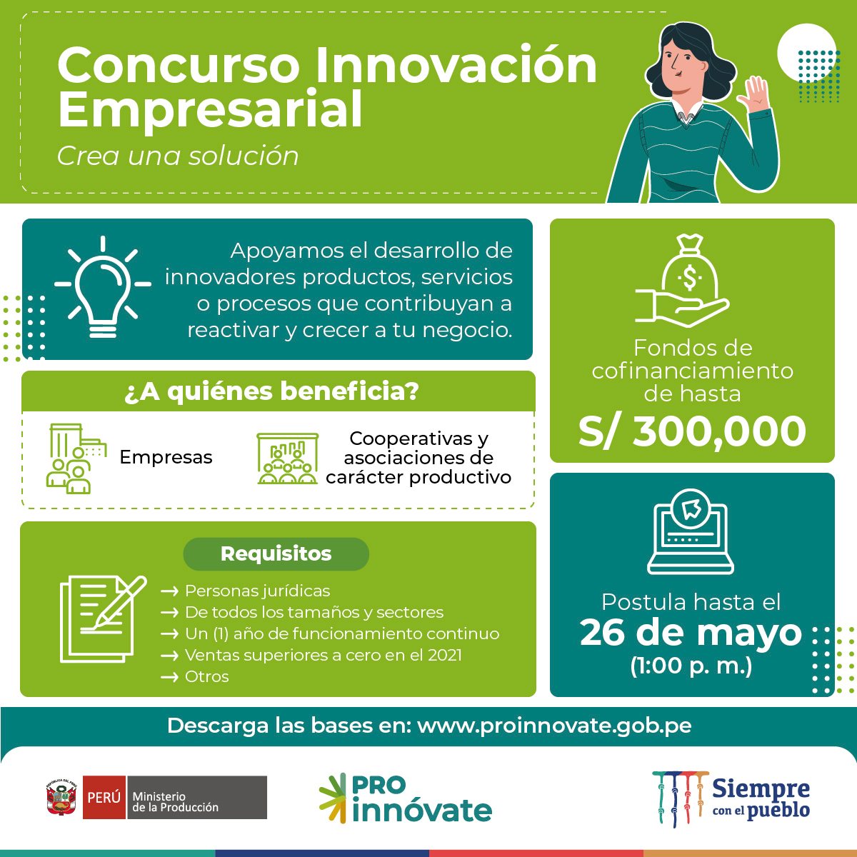 ¡Es momento de innovar! 
Conoce los concursos que #ProInnóvate ofrece para empresas innovadoras de todos los tamaños y sectores. 
🌐 Descarga las bases de cada convocatoria aquí:
✅ bit.ly/ConcursoInnova…
✅ bit.ly/ConcursoValida…