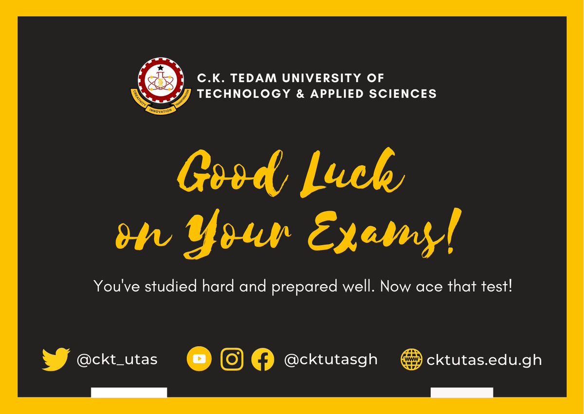 utasghana's tweet photo. Good luck guys🙏✍️. You've studied📚✍️ Hard and Prepared well, now go Ace the Exams https://t.co/rbOtTDGaIV