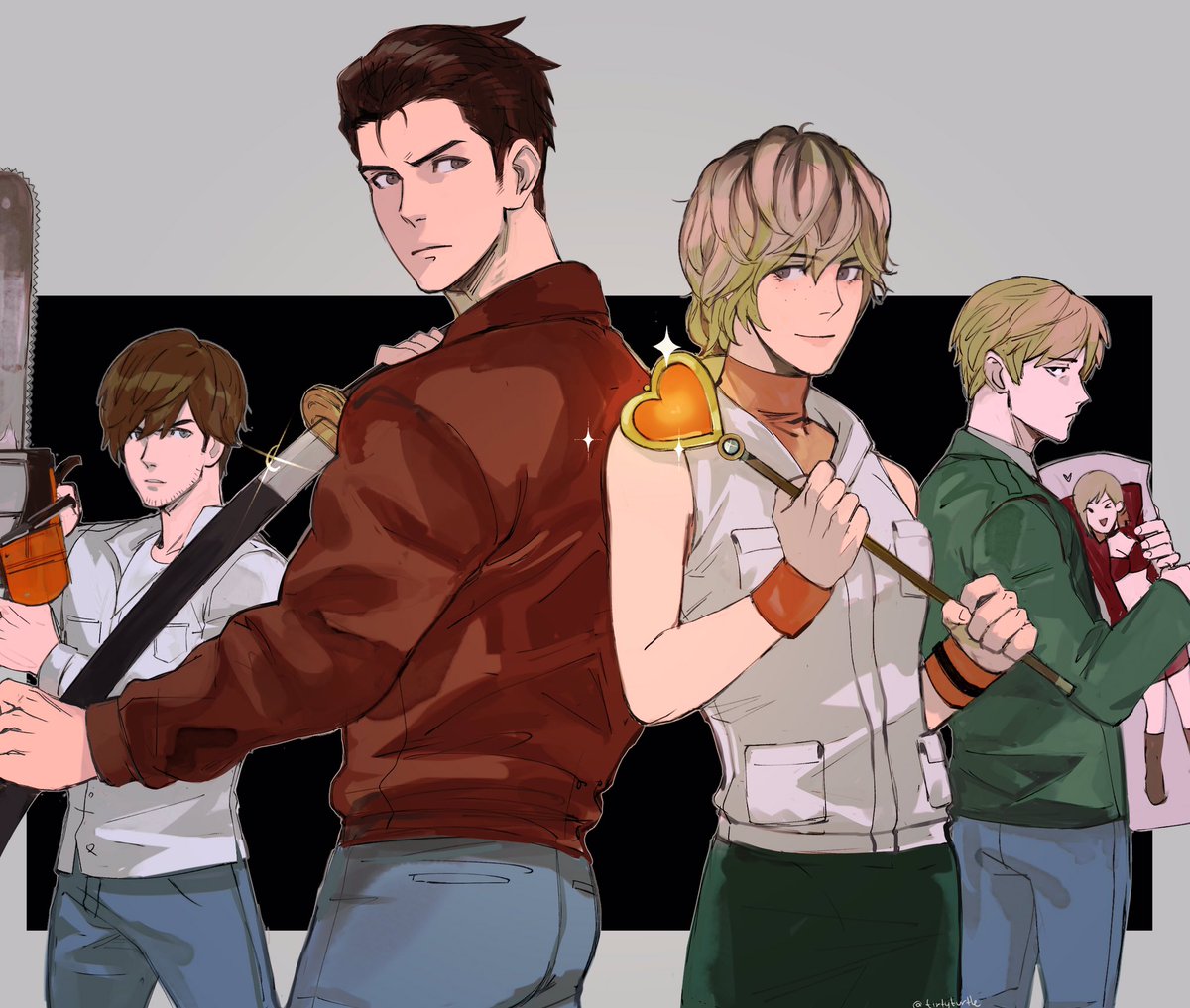 tirtyturtle's tweet photo. Silent Hill 1-4 protagonists https://t.co/aLXORSUCMi