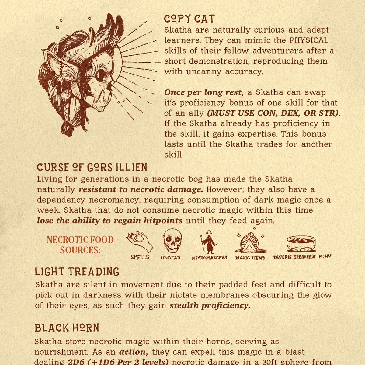 HemlockVale's tweet photo. I made a D&amp;D homebrew race! These 7ft tall necromancy eating cryptids are sure to make your local undead flee their crypts. 
It’s free here on Gumroad: https://t.co/2ZrHdQmsrg
#dungeonsanddragons #homebrew #dnd5e #dndart https://t.co/yuYuiJGsVi