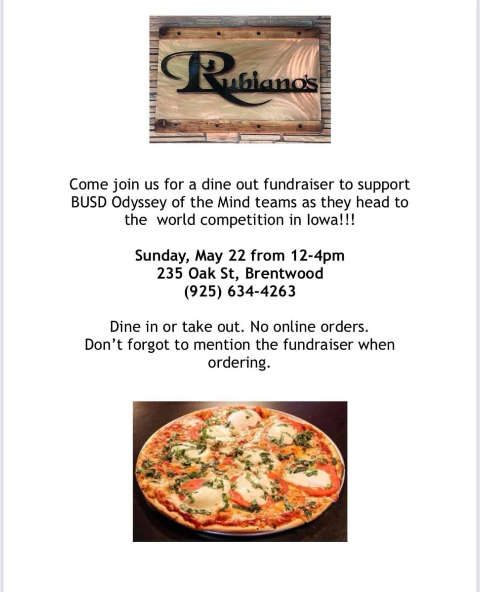 Local friends: here’s one more #fundraiser before we head to the #OdysseyOfTheMind World Championship on Tuesday! Faraway friends: checks can be made to BUSD and sent c/o Julie Truesdell, 140 Birch Street, Brentwood, CA 94513. Thank you! ☺️ #fundraising #RT #payitforward