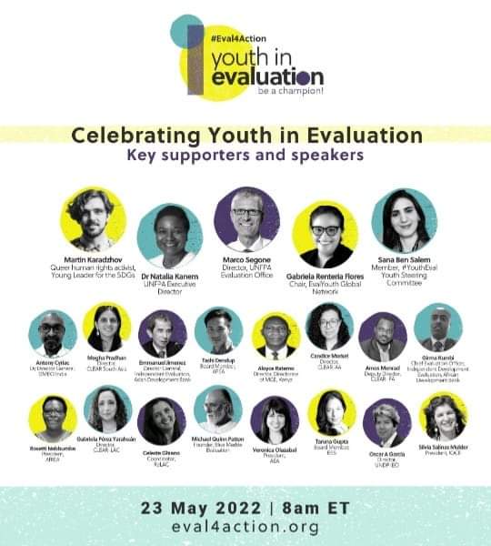 Ahí estatemos, porque l@s jóvenes no son el futuro, son el presente de la evaluación! Mañana 23 de mayo a las 8:00 ( EST) les esperamos en el lanzamiento de Youth in Evaluation!
registro aquí: eval4action.org/youth-in-evalu…