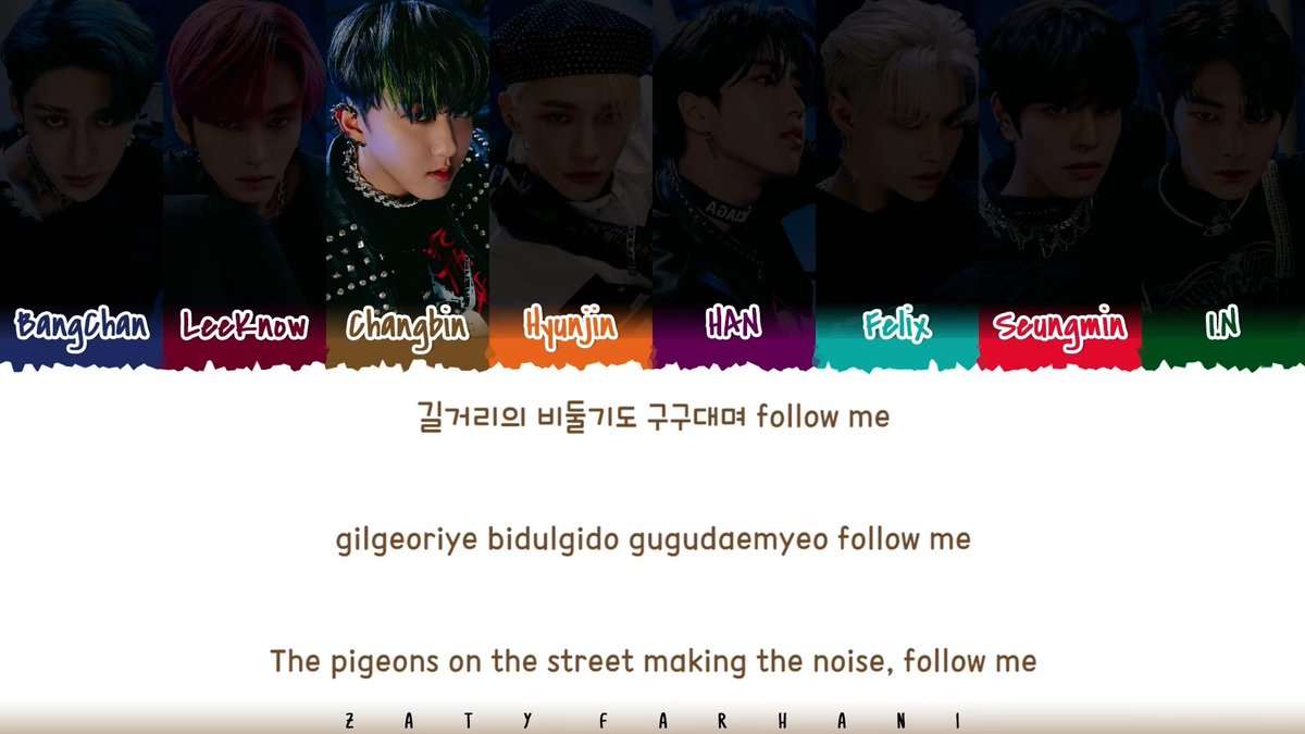 3.2 CHARMER↬ wordplay 참아 - charmer:└ 난 못 참아 (neon mot chama) - you can't resist└ i'm the charmer↬ lyrics "pigeons (...) follow me"└ adlib reminded of following pigeons↬ changbin's beatbox-like rap
