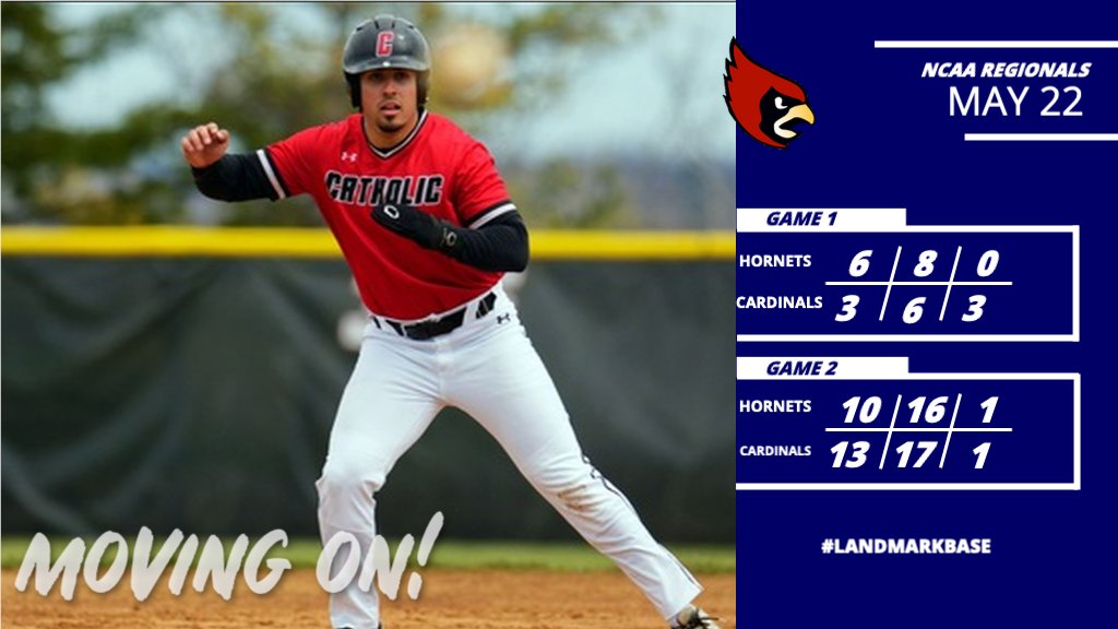 LandmarkConf's tweet photo. Moving on to....THE SUPER REGIONALS!

After dropping the first game 6-3, @CatholicU_Cards @CatholicU_BSB advances to the @NCAADIII Super Regionals for the first time in program history with a 13-10 win over Shenandoah!

#MakeYourMark // #d3baseball https://t.co/h1XH9Z2DLR
