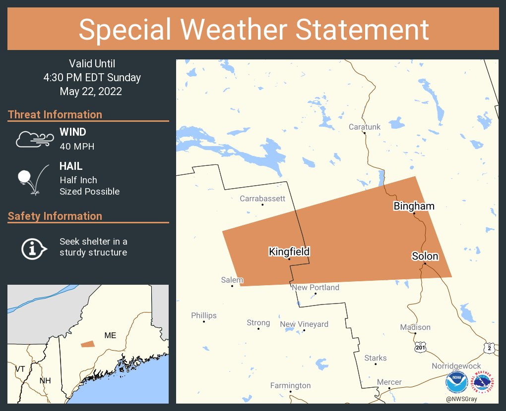 NWS Gray on Twitter "A special weather statement has been issued for Bingham ME, Embden ME and