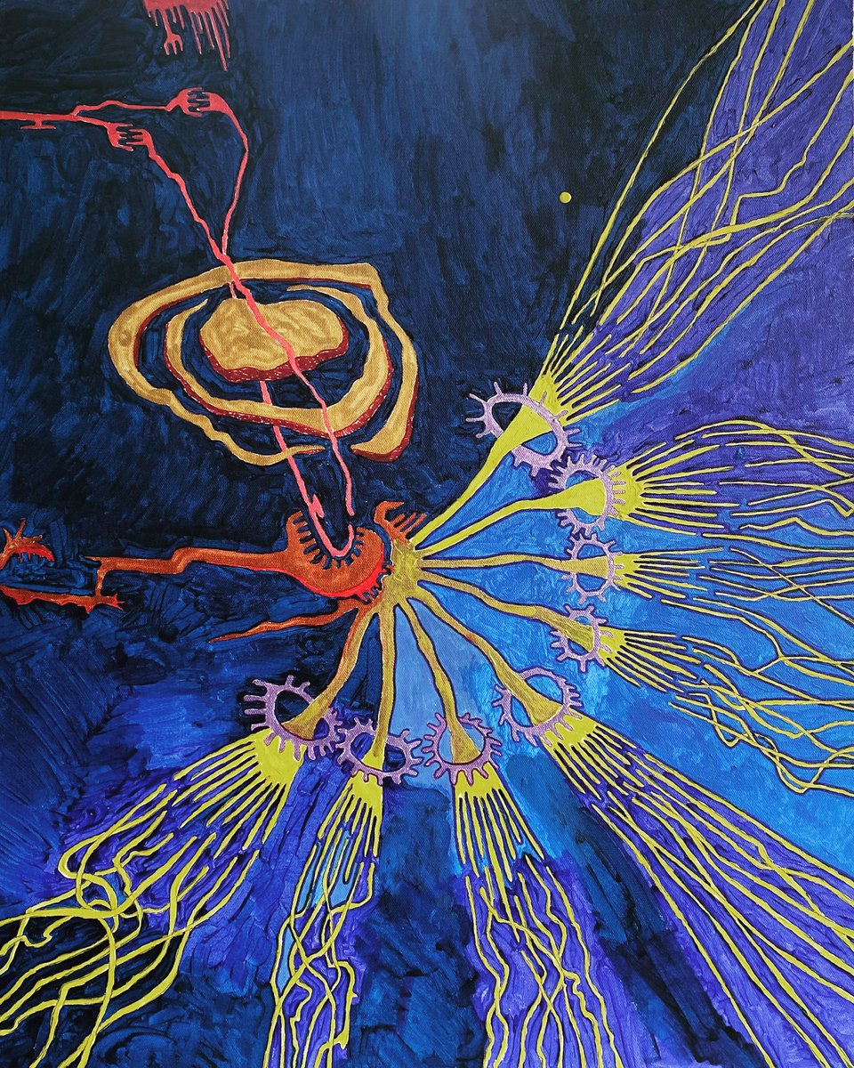 ilya_zlatkin's tweet image. string collision - a moment of vibration and metamorphosis of a sub-articles building block of the universe #superstringtheory #lordofstrings #izlatkin #acrilicpainting