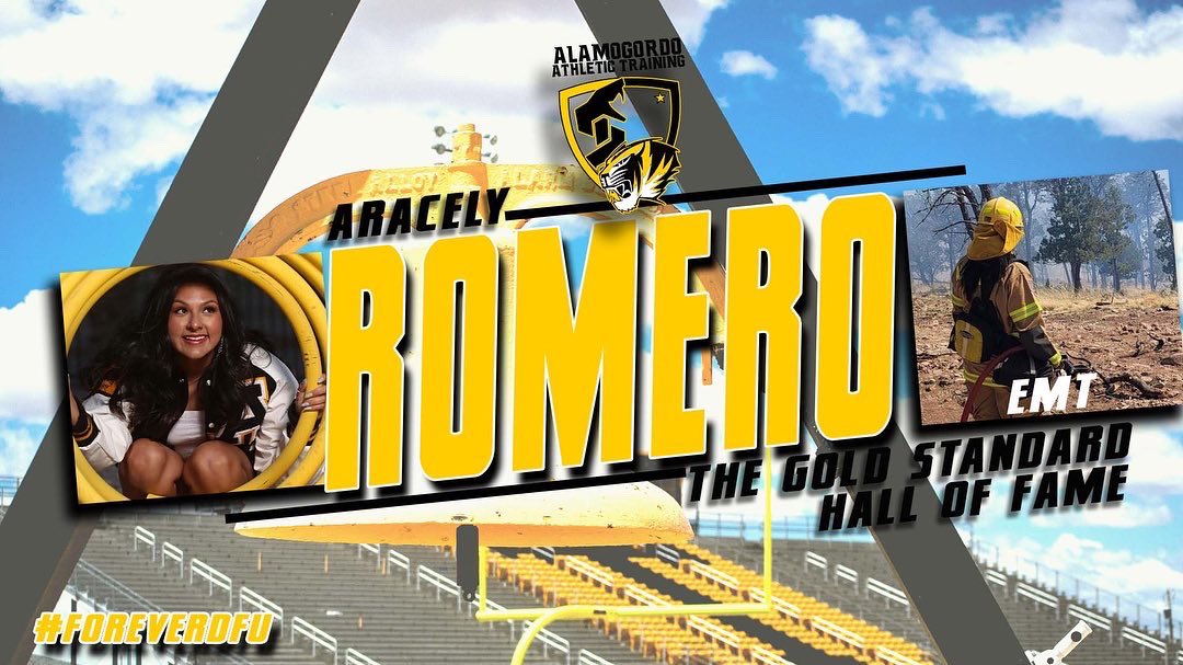Alamogordo_AT's tweet photo. THE Class of 2022 THe Gold Standard Hall Of Fame!! Aracely Romero graduated from AHS in 2021 was Multiple Award winner and Head Student Athletic Trainer is now an EMT! #ForeverDFU #HoF2022 https://t.co/qyUiEGCsEZ