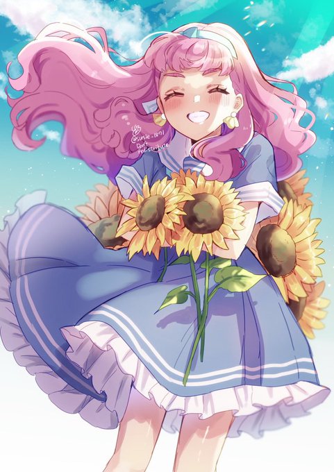 向日葵とローラの絵
 #軽い気持ちで描いたら思った以上に反響があった絵 