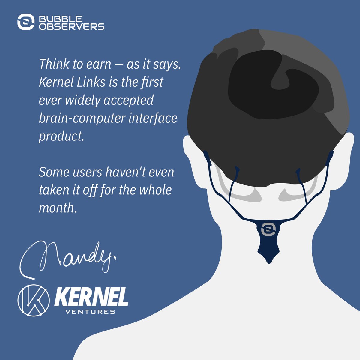 BubbleObservers's tweet photo. Think to earn — as it says.
Kernel Links is the first ever widely accepted brain-computer interface product.

Some users haven't even taken it off for the whole month.

——by @0x_mandy from @KernelVentures https://t.co/0TI4DWqiOX