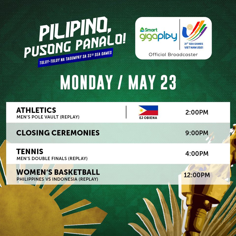 LiveSmart's tweet photo. The 31st SEA Games are coming to a close! Watch the closing ceremonies tonight as well as replays of highlights of the games! #SEAGamesonSmart 

Watch the games LIVE with no streaming charges on the GigaPlay App. Download the app now: https://t.co/hVqGwLYv4W https://t.co/GT67cASDN8