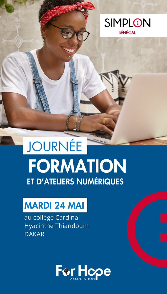 SenegalSimplon's tweet photo. #SimplonKids
Ce mardi 24 mai 2022 @SenegalSimplon et @ForHopeAsso vont acculturer au numérique 30 élèves 👧🏿👦🏿 du #collège Cardinal Hyacinthe Thiandoum. 🙌🏿
Ensemble, nous arriverons à relever le défi de l’inclusion #numérique des enfants ❤️ @IGanaGueye #senegal #digital #Kebetu https://t.co/L6EvGyVphe