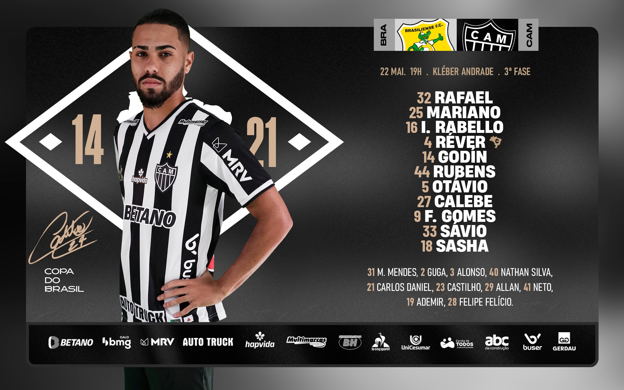 📋 GALO ESCALADO! Confira nossa - Clube Atlético Mineiro