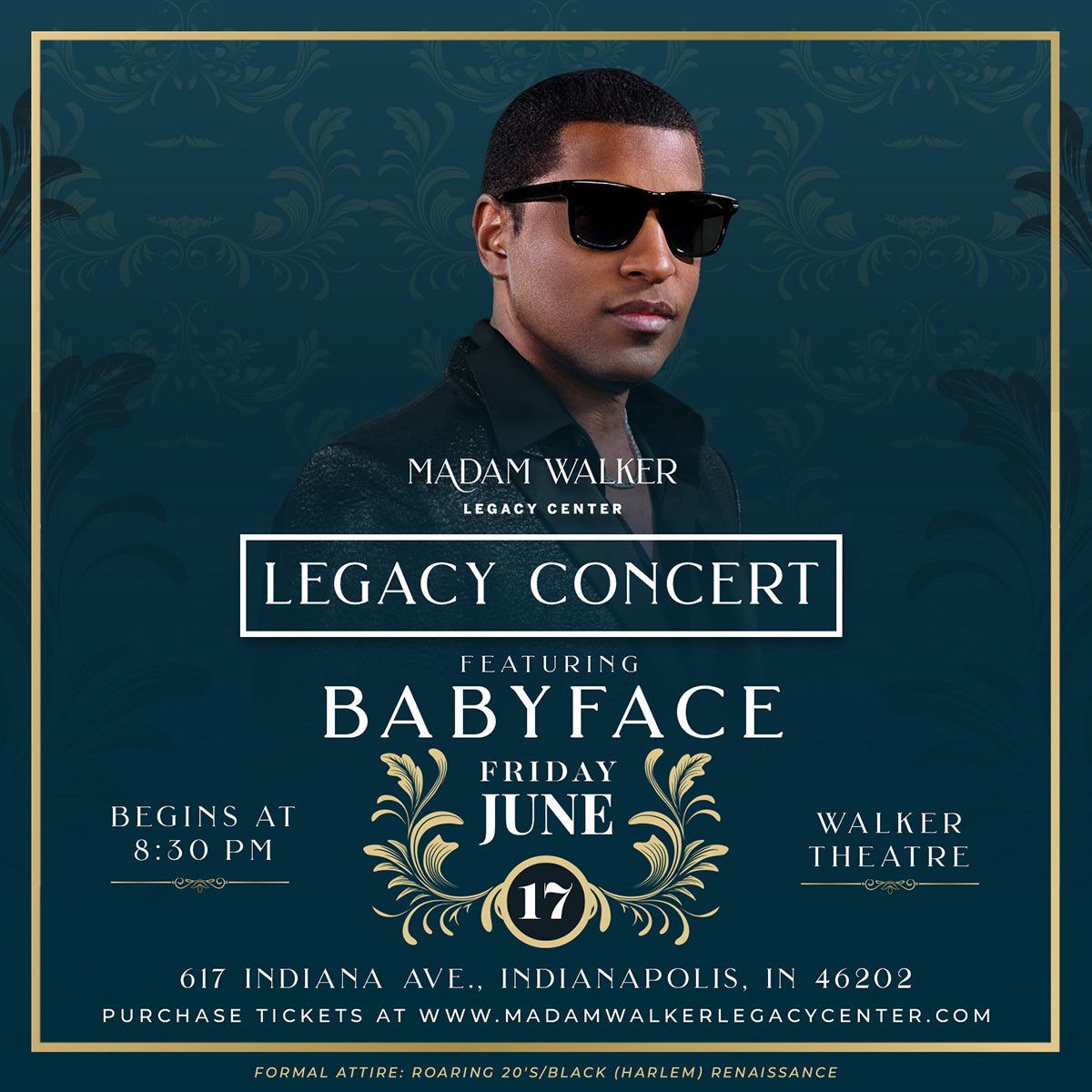 walkertheatre's tweet photo. Join us this Father’s Day weekend! Buy tickets online (https://t.co/NXrxArJeMU) or in person at our box office - open limited hours located at the Madam Walker Legacy Center on 617 Indiana Ave, Indianapolis, IN 46202.
#babyface #kennethedmonds #musiclovers https://t.co/P4z5pVN2fw