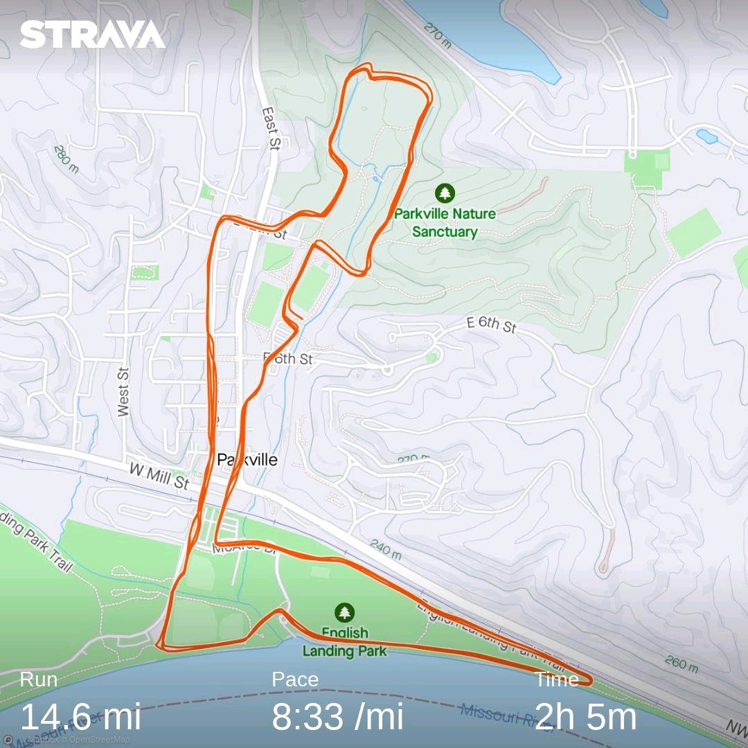 mikeb26and352's tweet photo. Parkville has GREAT #running spots. Today's 15 miler = 4 loops of a 3.75mi mixed terrain course w/shaded woods, @ParkvilleMainSt, &amp; a flat park along the river (where I ran faster miles). Perfect weather 4 my longest #run in a year!♥️
#runchat #trailrunning #streetrun #happyrun https://t.co/asmyViURYa
