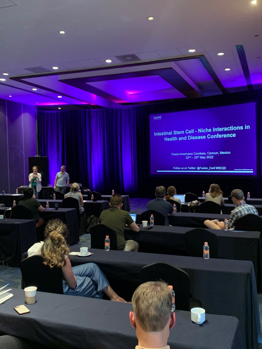 Fusion_Conf's tweet photo. Conference chairs @JonesLabUCSF &amp; @OphirKlein kicking off the first Fusion #ISC22 conference. We are looking forward to the next four days of science! https://t.co/T4yvIqfHQe