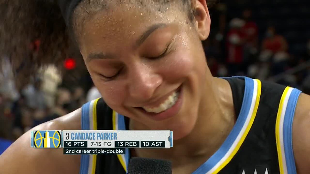 espnW's tweet photo. MOOD 😃 

All smiles for @Candace_Parker after becoming the third player in WNBA history to record multiple triple-doubles.

#ThatsaW https://t.co/i4emyQPllR