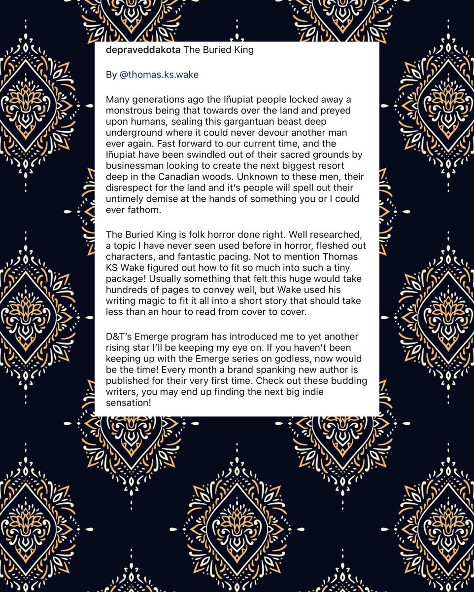Another smashing review for The Buried King by <a href="/ThomasKSWake/">Thomas K.S. Wake</a> from @DakotaDepraved 

Available now on Godless.com!