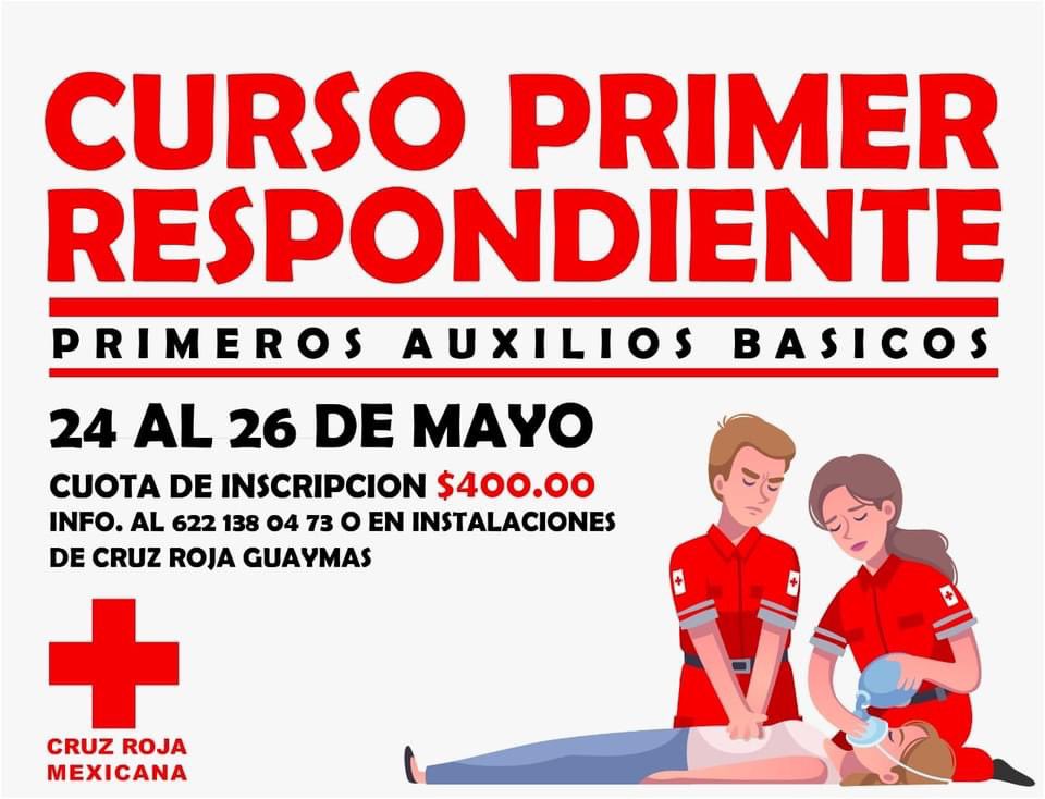 benavidesreyna's tweet photo. Amigos de #Guaymas favor de RT para que le llegue a alguien interesado.

CURSO DE PRIMER RESPONDIENTE

📌Fecha: 24, 25 Y 26 de Mayo
⏰Horario de 16:00 a 19:00 hrs
💰Costo: $400.00 
📲Inscripción al: 622 138 04 73 https://t.co/ccrSMHDQCV